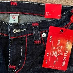 True Religion Halle Super Skinny Jean Red Trim Size 28- NWT